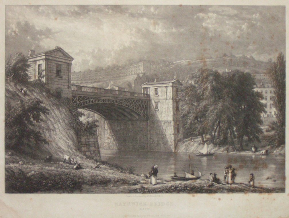 Mezzotint - Bathwick Bridge, Bath - Westall
